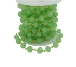 1 Yard Light Green Rondelle 8MM Crystal Rosary Chain With Gold Plated Wire.. Fixed Price $9.99.