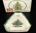 Vintage Spode 5 Christmas Tree Triangle Shape Trinket Candy Dish 1986 Retired. Fixed Price $24.99.