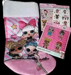 4PC Large Pink Satin Lol Glitter Christmas Stocking + 8 Tattoos & Rhinestone. Fixed Price $21.95.