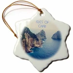 3DROSE Isles Of Capri Inch Snowflake Porcelain Ornament. Fixed Price $14.99.