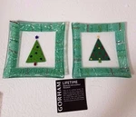 Gorham Christmas Splendor Set Of 2 Crystal 6" Hand-crafted Candy Dishes Nib. Fixed Price $13.99.