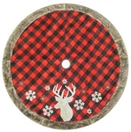 Christmas Queen Buffalo Plaid Tree Skirt W/ Deer Faux Fur Border 48 In.. Fixed Price $39.95.