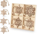 Ilauke 12PCS 3" Wooden Snowflake Christmas Ornaments Rustic Farmhouse Decor. Fixed Price $11.01.