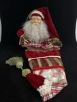 Vtg Mark Roberts Christmas Santa Stocking Candy Bag Wall Hanging Large Le. Fixed Price $129.99.