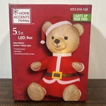 Home Accents Holiday 5.5FT Led Bear Santa Suit Christmas Inflatable Yard Decor. Fixed Price $55.00.