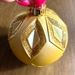 Gold Triangle Design Glitter Ball Shatterproof Christmas Ornament 3". Fixed Price $9.95.