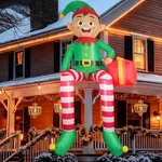 8FT Christmas Elf Inflatable Yard Decor With Led & Gift Box For Outdoor Fun. Fixed Price $56.99.