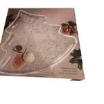Vtg Indiana Glass 12" Christmas Tree Serving Tray Ornaments Candy Canes 4-CBOX. Fixed Price $20.00.