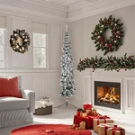 Christmas Tree Decor Slim Artificial Half Xmas With Flocked Snow Vidaxl. Fixed Price $45.99.