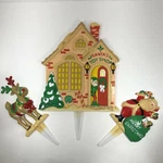 Vintage Jsny 3 Plastic Christmas Yard Lawn Stakes Santas Toy Shop Rudolph. Fixed Price $19.49.