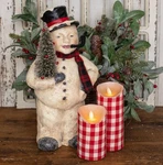 Ragon House Christmas Vintage Style 16" Snowman Face Figurine Bottle Brush Tree. Fixed Price $153.95.