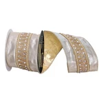 Vickerman 4" X 5 Yards Champagne With Silver Jewels Wired Edge Christmas Ribbon.. Fixed Price $70.67.