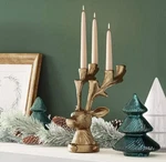 Rare Threshold Gold Candelabra Taper Candle Holder Christmas Reindeer. Fixed Price $59.99.