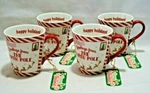 Secret Celebrity Happy Holiday Christmas Postcard Porcelain Four Gift Mugs New. Fixed Price $54.90.