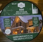 Holiday Time 500-COUNT Multicolor Led Icicle Lights White Wire Christmas New. Fixed Price $30.98.