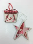 Lot Wood Christmas Ornament Holiday Pink White Star Giftbox. Fixed Price $8.24.