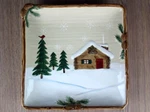 St. Nicholas Square Heartland 11.5" Dinner Plate, Platter Winter Cabin Up To 12. Fixed Price $12.00.