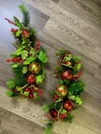 Set Of 2 Mantel Fireplace Door Corner Garland Ornaments Swag Red Green. Fixed Price $199.99.