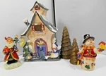 Christmas Candle Gift Set 5 Piece Snow Village Sculpted Merry Brite 2003 Santa. Fixed Price $17.95.