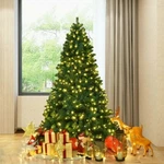 Gymax 7FT Pre-lit Pvc Artificial Christmas Tree Hinged Led Lights Metal Stand. Fixed Price $200.00.