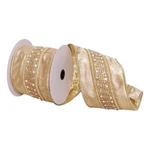 Vickerman 4" X 5 Yards Gold With Silver Jewels Wired Edge Christmas Ribbon. Fixed Price $70.57.