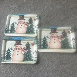 Regent Products Set Of 3 Snowman Melamine 16-2/2X11-1/2 Serving Trays. Nice. Fixed Price $21.00.