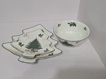 Mikasa Heritage Christmas STORY,2 Dishes 1 Bowl, Nut Candy Tree Shape CA808. Fixed Price $27.25.