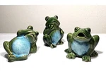 3 Ceramic Green Glazed Whimsical Garden Decor Shelf Sitter Figurines New. Fixed Price $16.96.