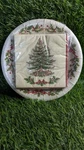 Spode Garland Tree Christmas Set Of 8 Dessert Plates 20 Beverage Napkin. Fixed Price $14.99.