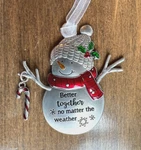 Ganz Snowman W/candy Cane Christmas Ornament "better Together Matter Weather". Fixed Price $7.95.