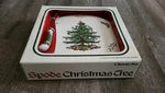 Spode Christmas Tree Cake Plate & Knife Server Set 11.5" In Box Holiday Pie. Fixed Price $19.99.