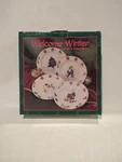 (set Of 4) Vintage Kmart Welcome Winter Salad Plates Christmas Stoneware 7.5". Fixed Price $21.59.