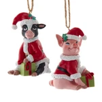 Christmas Farm Pig & Cow Ornaments. Fixed Price $18.95.