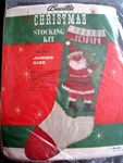 Christmas Jumbo Holiday Bucilla Knitted Stocking Kit,santa & TREE,7621,NIP. Fixed Price $68.50.