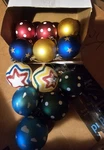 Soulchen Set Of 12 2.36" Multicolor Glitter Cloud Star Polka Dot Baubles. Fixed Price $8.00.