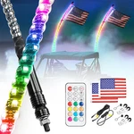 Pair 4FT Spiral Led Whip Lights Rgb Antenna W/ Flag & Remote For Utv Atv Can-am. Fixed Price $77.99.