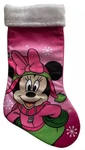 Disney Minnie Mouse Christmas Stocking Pink Green Snowflake Faux Fur Cuff 18. Fixed Price $16.99.