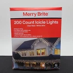 Merry Brite 200 String Icicle Lights Clear Bulb White Outdoor Christmas New. Fixed Price $24.99.