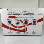Tabla Block Holiday Tidings Set Of 12 Hand Painted All Purpose Wine Christmas. Fixed Price $14.99.
