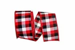 Woven Plaid Wired Christmas Ribbon - 1/2 Inch X 10 Yards, Red, Black, White. Fixed Price $9.95.