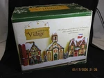 Christmas Advent Village Calendar Costco Houses Doors Church Large With Box. Fixed Price $55.00.