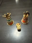 Enesco 1999 Karen Hahn Christmas Bell Figurines Set Of 3 Native Style. Fixed Price $25.00.