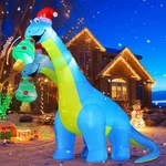 Comin 10FT Christmas Inflatables Outdoor Decorations, Blow Up Dinosaur Eat Ch.... Fixed Price $109.69.