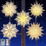 Lewondr Christmas Paper Star Lantern 5 Pack Unique Flower Shape Lights Remote. Fixed Price $64.09.