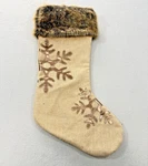 Valery Madelyn Christmas Stocking Faux Fur Trim Snowflake Burlap Farmhouse Woods. Fixed Price $20.00.