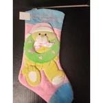 Babys First Christmas Stocking Pink Blue Teddy Bear Plush Holiday Flaw See Pic. Fixed Price $10.49.