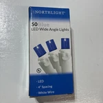 Northlight 50CT Blue Led Wide Angle Christmas Lights, 16.25FT White Wire. Fixed Price $10.00.