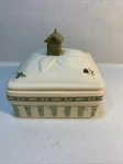 Pfaltzgraff 4" 3 Wick Candle Trinket Dish W/ Lid Crazy Mountain Naturewood. Fixed Price $19.99.