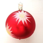8CM Inge Red Matt Edelweiss Ball German Blown Glass Christmas Tree Ornament. Fixed Price $23.50.