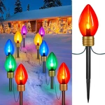 Jumbo C9 Christmas Lights 8.5FT Outdoor Decor With Pathway Marker Stakes, 2 Pack. Fixed Price $89.99.
